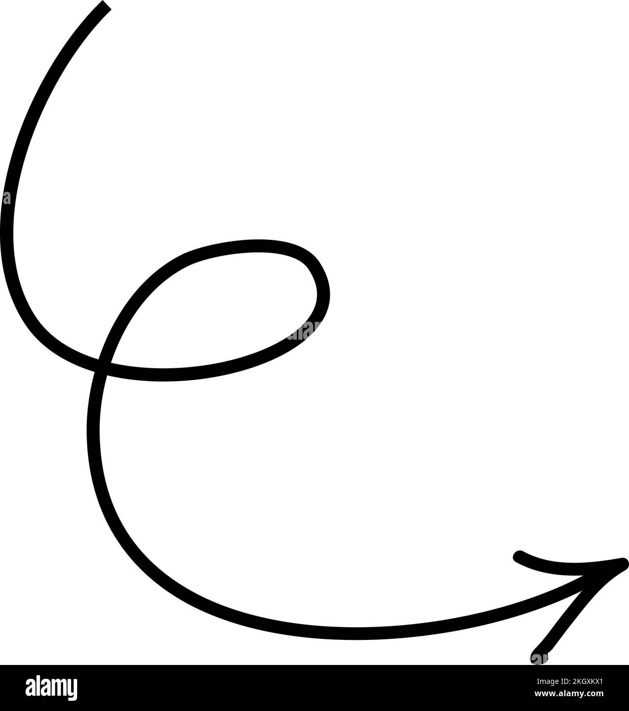 Umdrehen des Pfeils. Handgezeichnetes Strichsymbol Stock Vektor