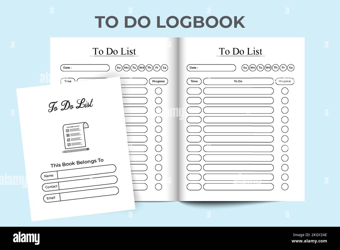 To-do-Liste Notebook-KDP-Innenraum. To-do-Aufgabenprotokoll. Aufgabenplaner-Notizbuch. KDP-Innenraum-To-do-Liste-Logbuch. Aufgabenliste Logbuch und Task-Tracker. Jou Stock Vektor