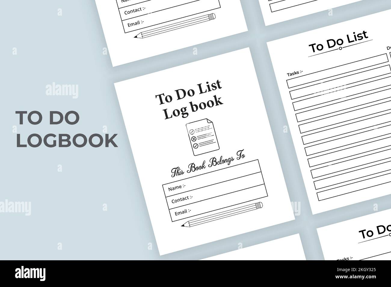 To-do-Aufgabenprotokoll. KDP-Innenraum-To-do-Liste-Logbuch. Aufgabenliste Logbuch und Task-Tracker. Aufgabenplaner-Notizbuch. Grafikvektor der Aufgabenliste. Aufgabenliste Stock Vektor