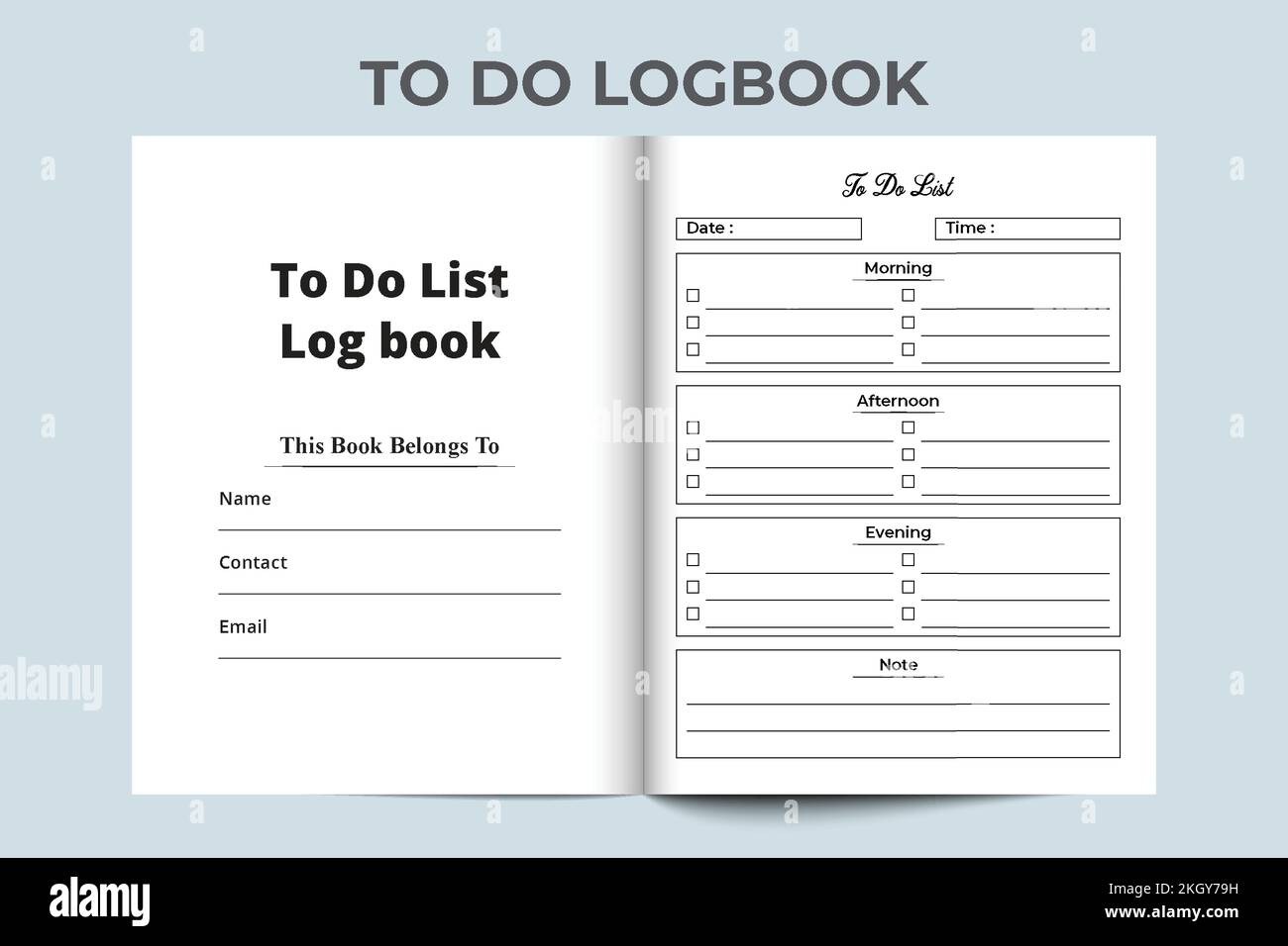 Grafikvektor der Aufgabenliste. To-do-Aufgabenprotokoll. Aufgabenplaner-Notizbuch. KDP-Innenraum-To-do-Liste-Logbuch. Aufgabenliste Logbuch und Task-Tracker. Aufgabenliste Stock Vektor
