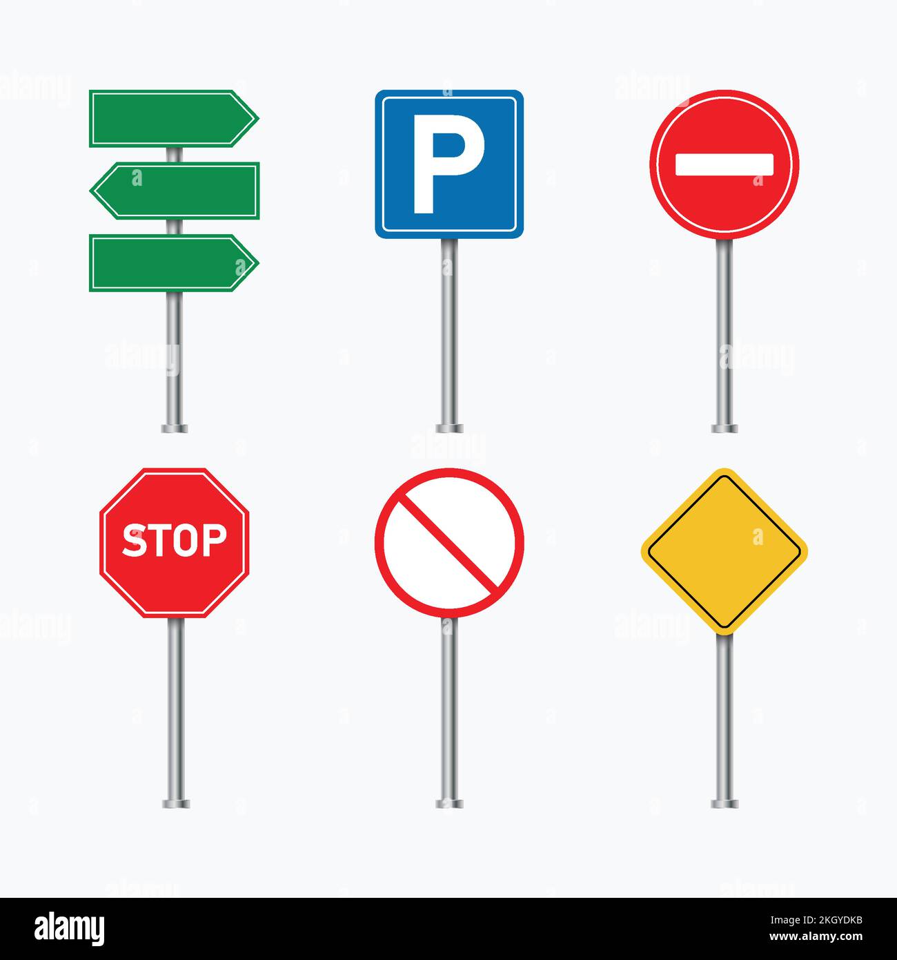 Vektor der Verkehrsschilder. Grünes, blaues, gelbes, rotes, leeres Straßenschild. Leeres Werbeschild. Eine Reihe von Straßenschildern isoliert auf weißem Hintergrund. Farbe Stock Vektor Vektor der Verkehrsschilder. Grünes, blaues, gelbes, rotes, leeres Straßenschild. Leeres Werbeschild. Eine Reihe von Straßenschildern isoliert auf weißem Hintergrund. Farbe Stock Vektor