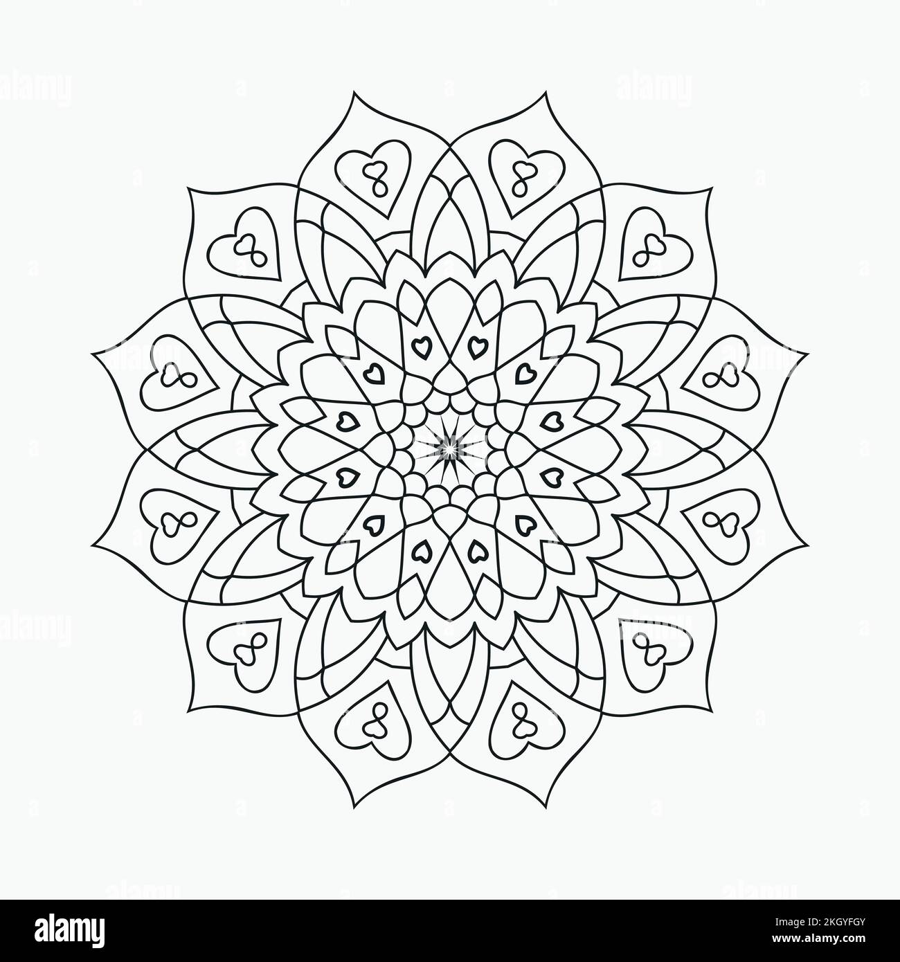 Mandala-Strichgrafiken zum Ausmalen von Seiten. Dekoration im Mandala-Stil im arabischen Stil. Traditionelles arabisches Mandalamuster zum Ausmalen von Seiten. Blumenmandala Stock Vektor