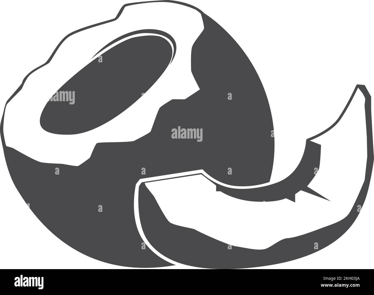 Schwarzes Kokosnuss-Symbol. Tropische rohe Nüsse Stock Vektor