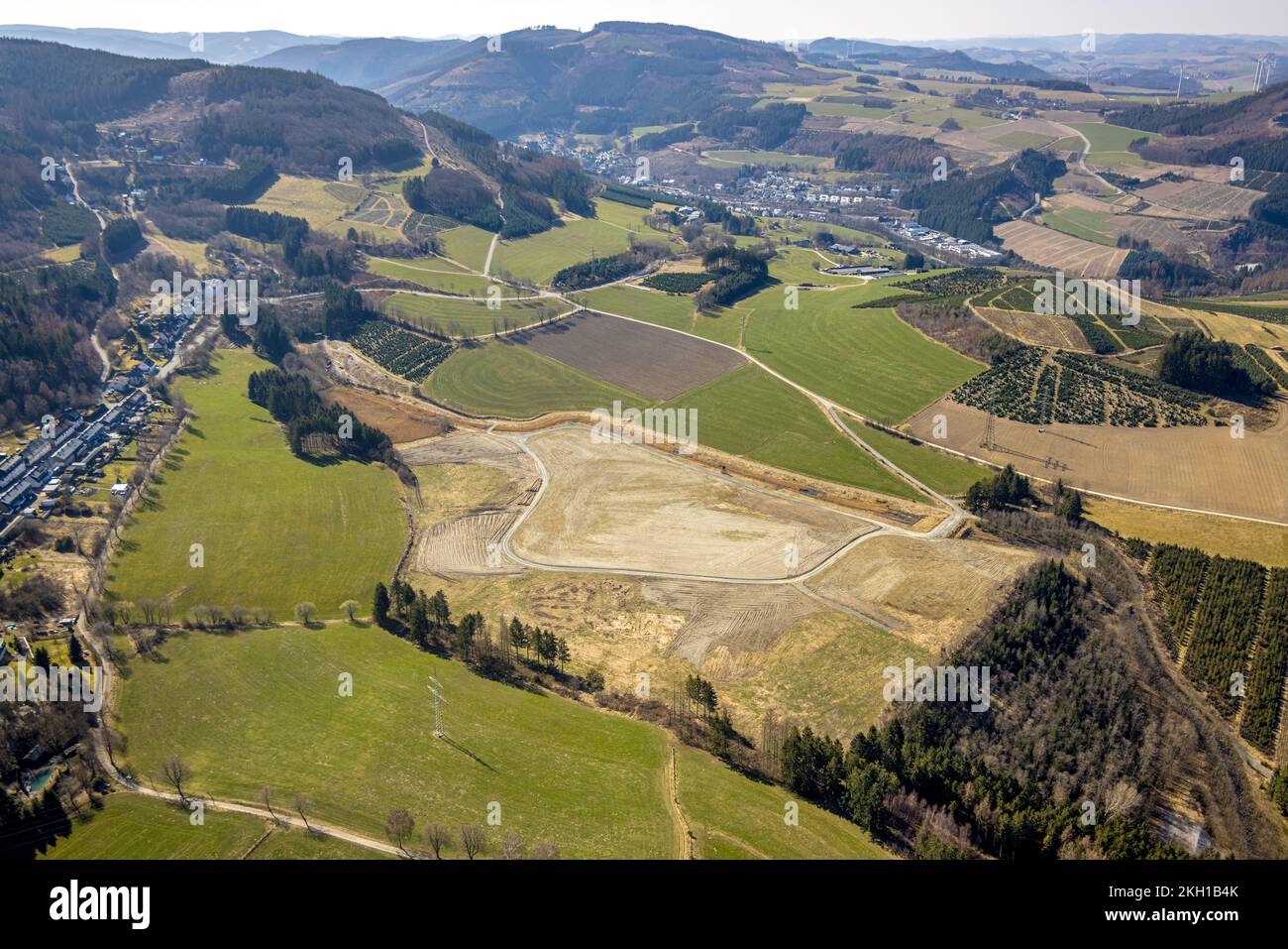 Luftaufnahme, Brachland zwischen Heringhausen und Andreasberg, Bestwig