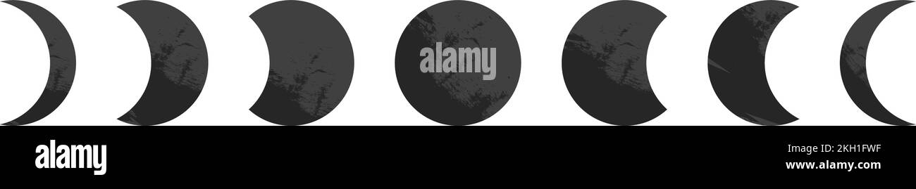 Mondphasensymbole. Mondzykluszeichen Stock Vektor