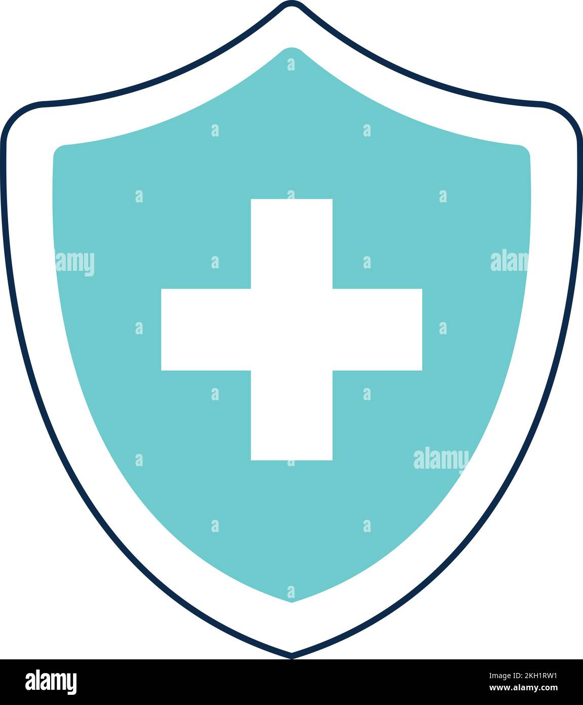 Symbol für Gesundheitsschutz. Schild mit weißem medizinischem Kreuz Stock Vektor