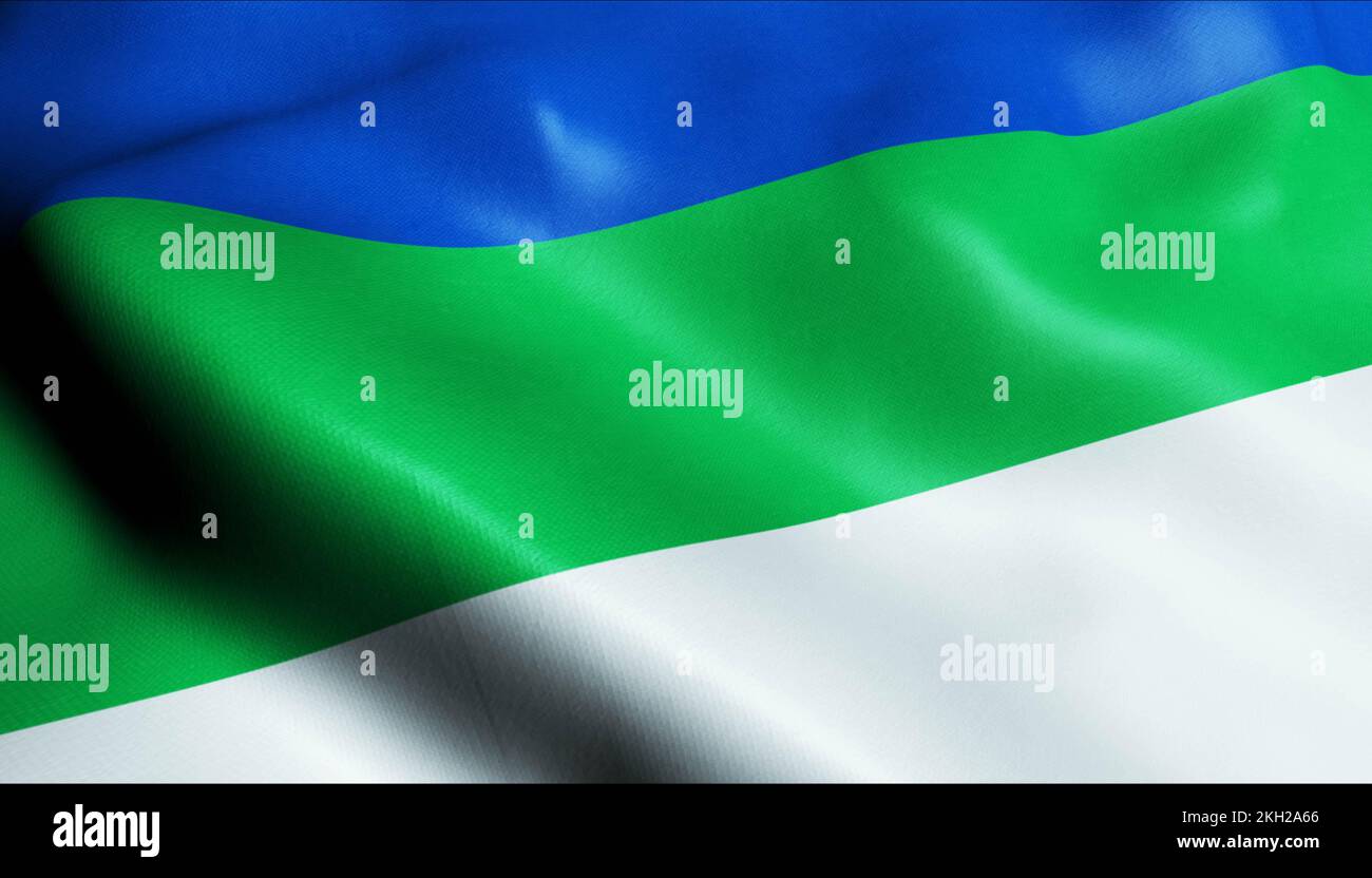 Bundessubjekte Russlands Flagge der Republik Komi Stockfoto