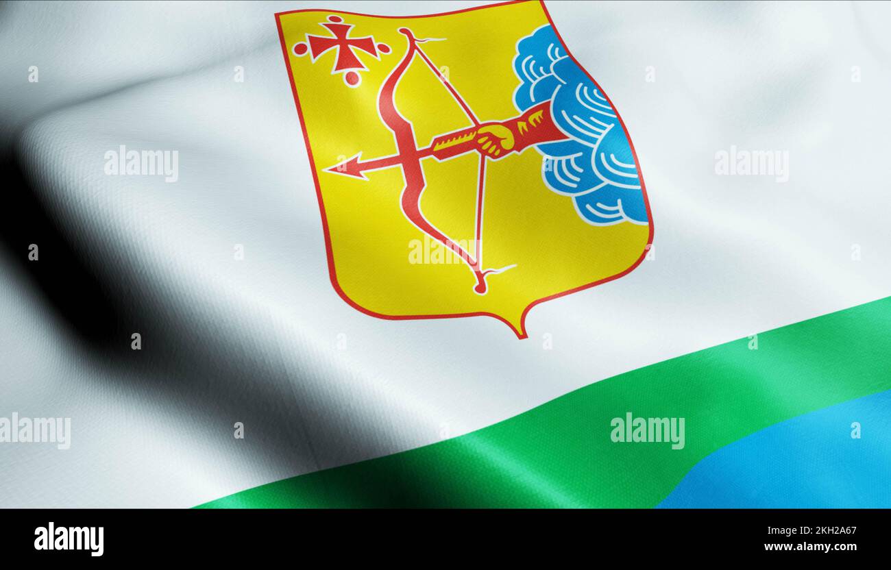 Bundessubjekte der russischen Flagge des Oblast Kirov Stockfoto