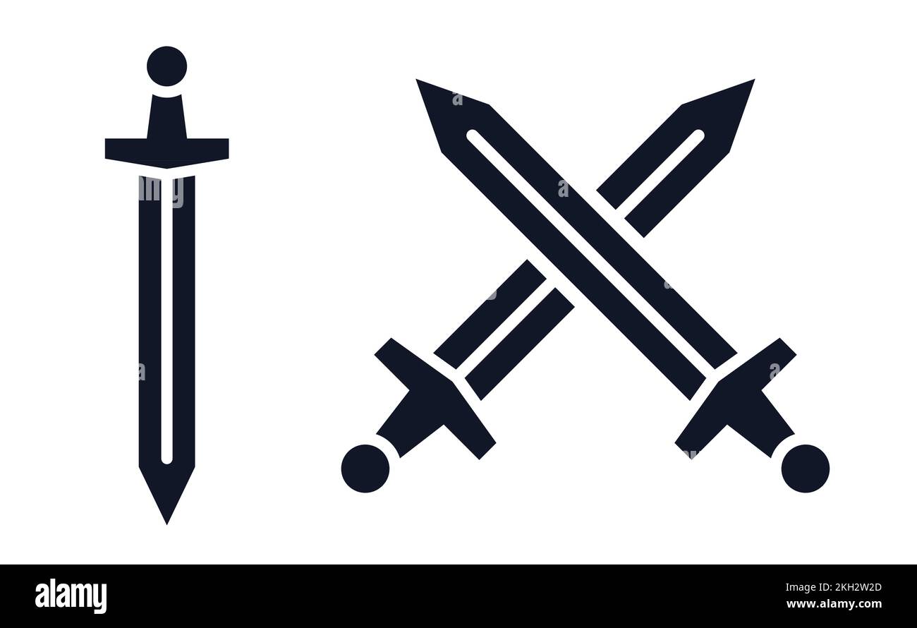 Symbol für Schwertklingen oder Symbol für Schwertwaffenvektoren Stock Vektor
