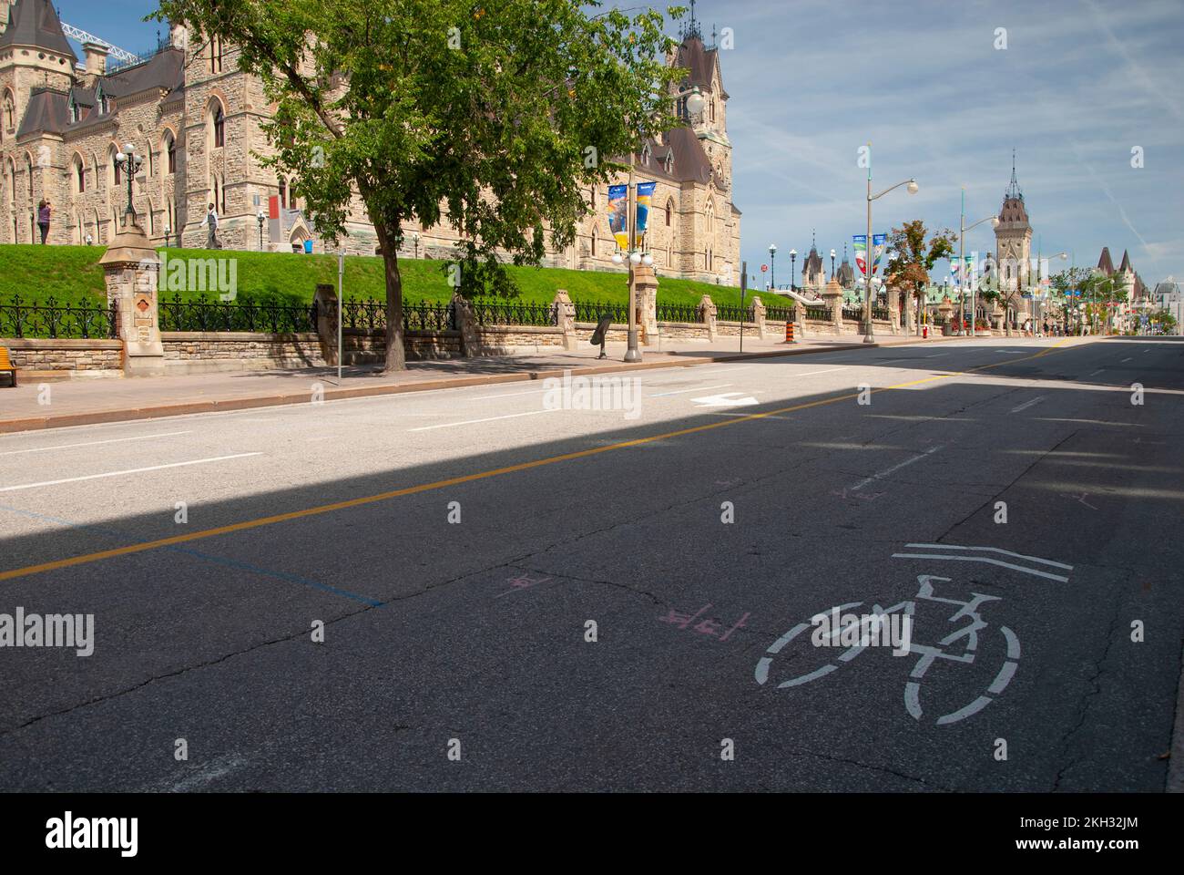 Parliament Building, East Block und West Block entlang Wellington Street, Ottawa, Ontario, Kanada Stockfoto