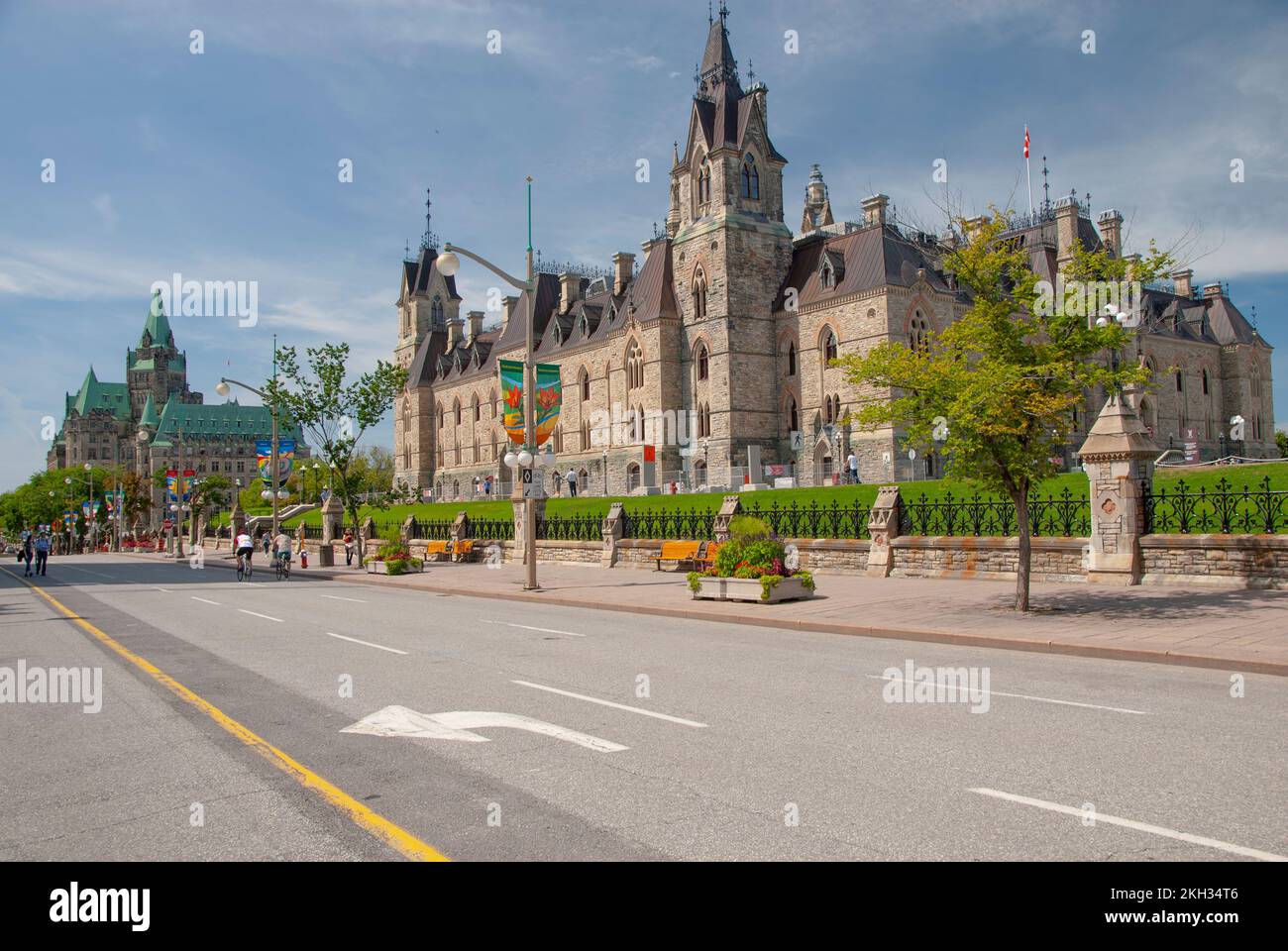 Parliament Building, West Block entlang Wellington Street, Ottawa, Ontario, Kanada Stockfoto