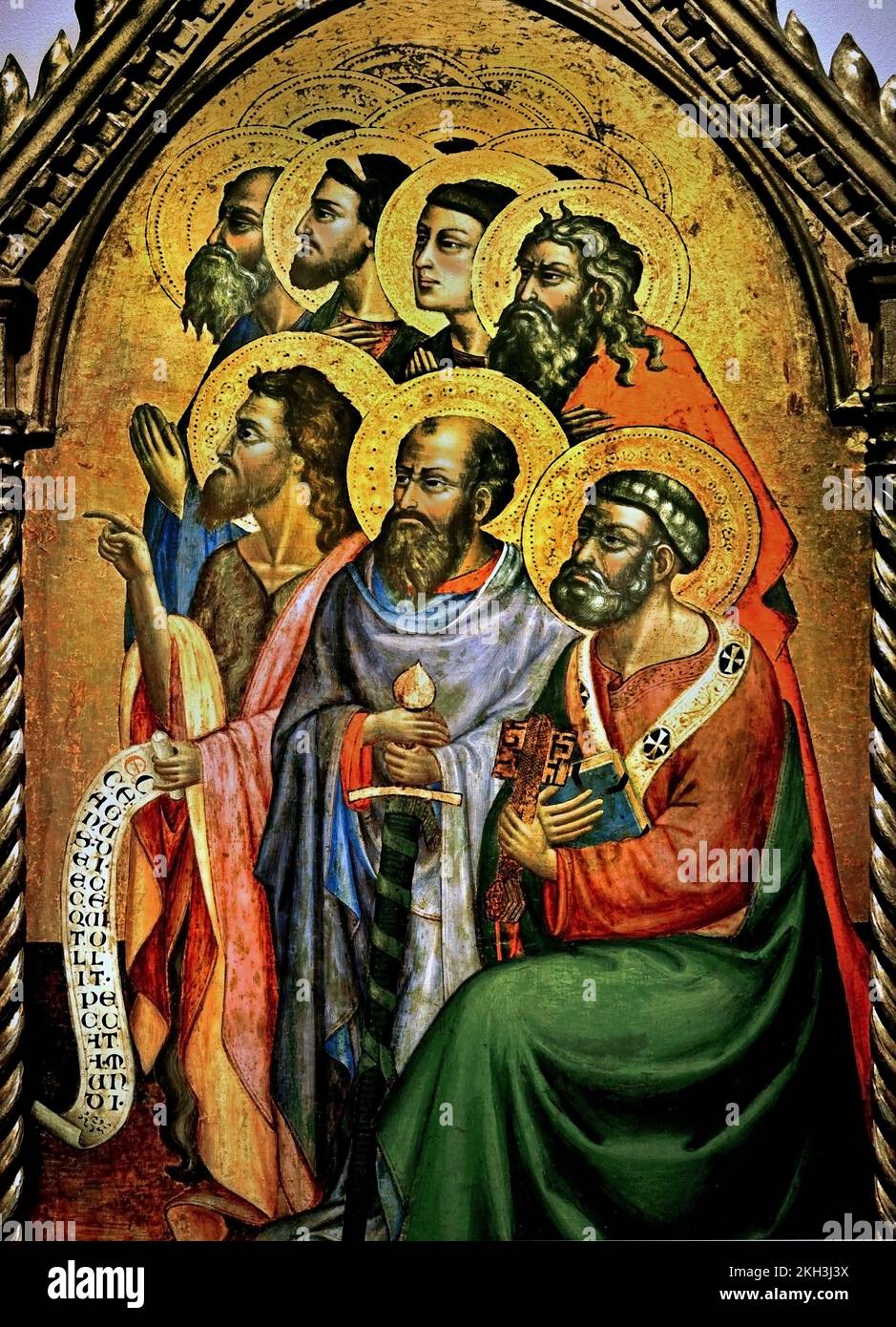 Gruppe der Heiligen Don Silvestro dei Gherarducci (actif entre 1339-1399) | Maler aus dem 1370 14.. Jahrhundert Italiener, Maler, Italien, Stockfoto