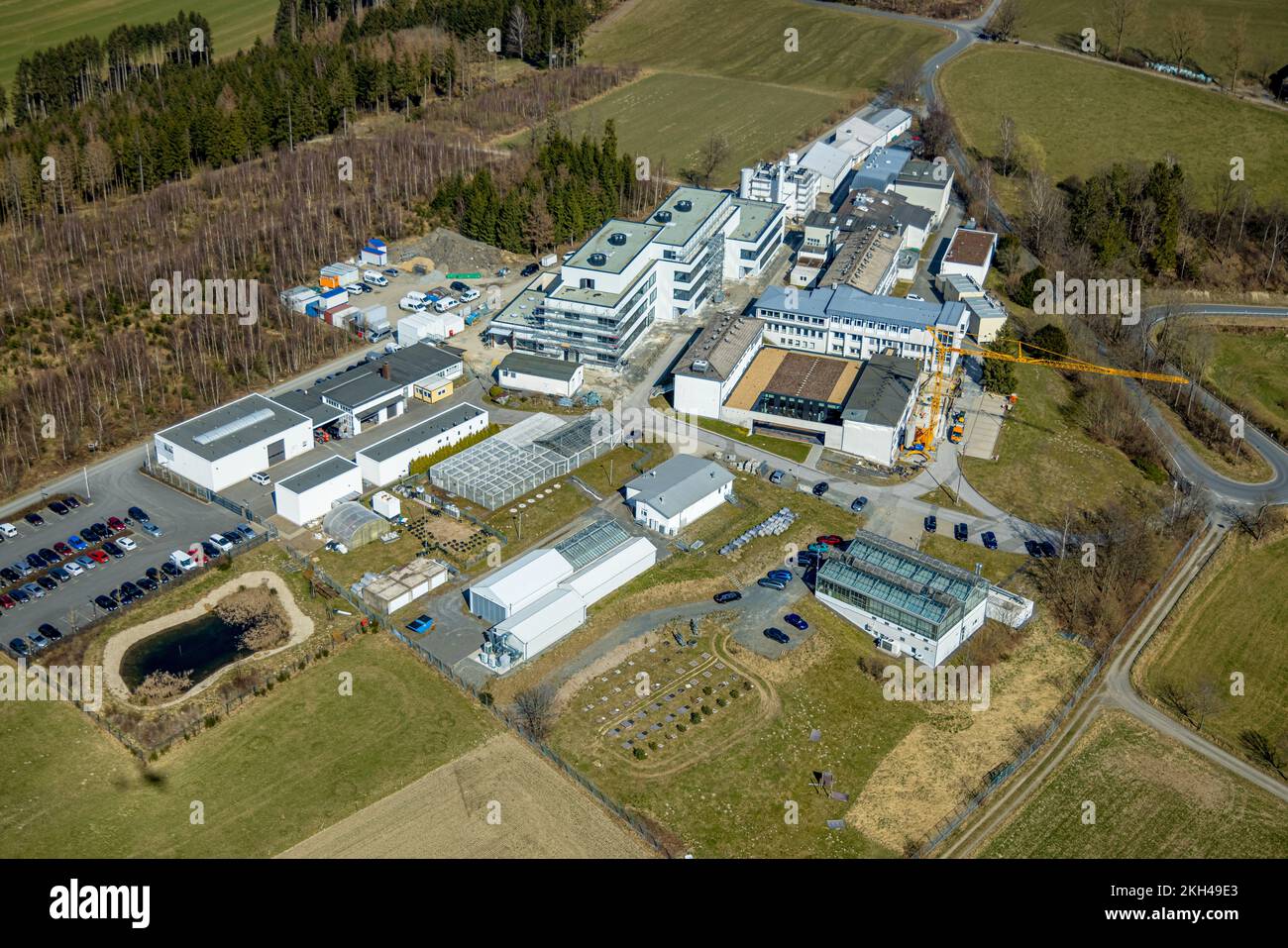 Luftaufnahme, Fraunhofer-Institut für Molekularbiologie und angewandte Ökologie, Grafschaft, Schmallenberg, Sauerland, Nordrhein-Westfalen, Deutschland, DE Stockfoto