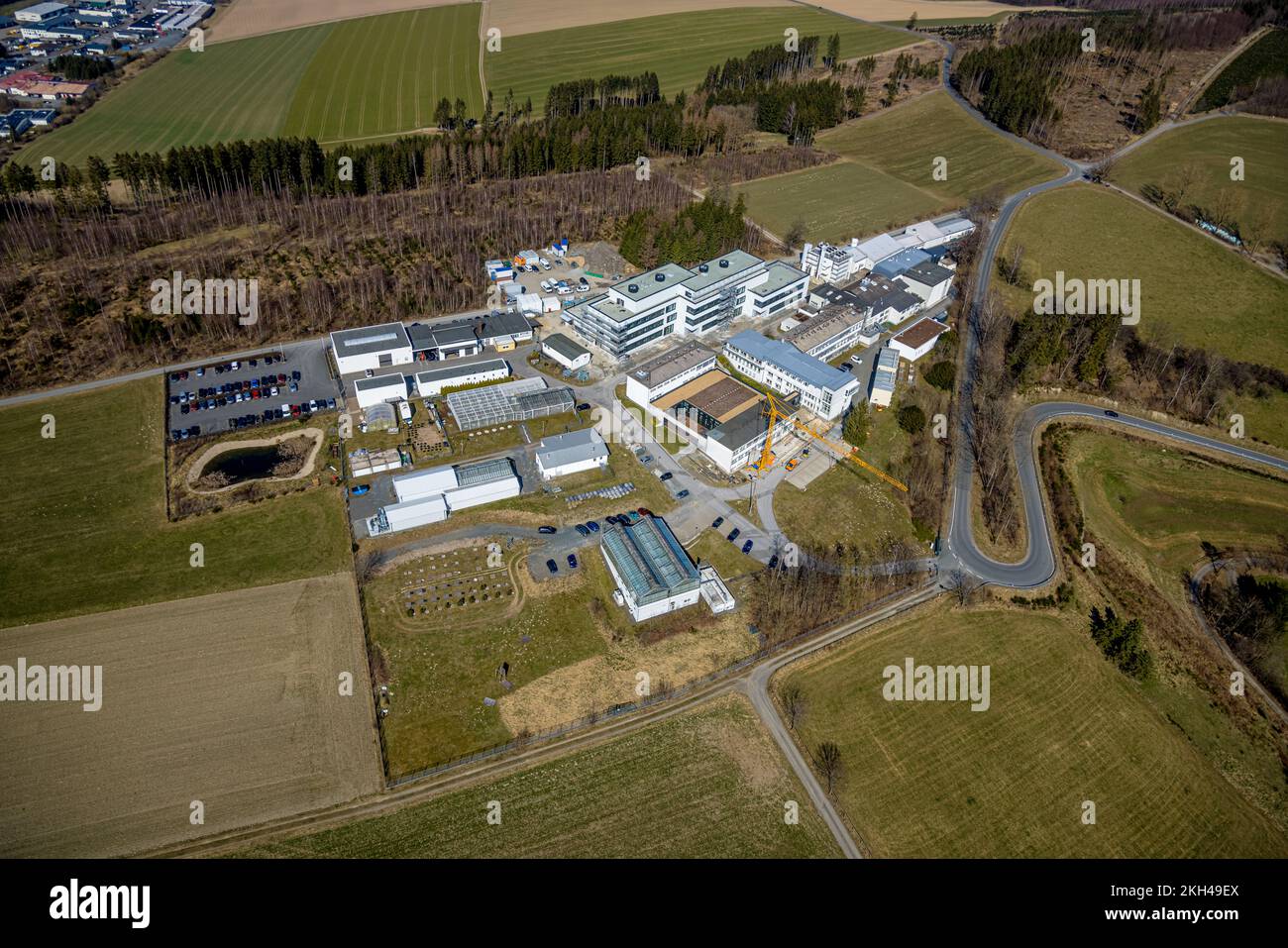 Luftaufnahme, Fraunhofer-Institut für Molekularbiologie und angewandte Ökologie, Grafschaft, Schmallenberg, Sauerland, Nordrhein-Westfalen, Deutschland, DE Stockfoto