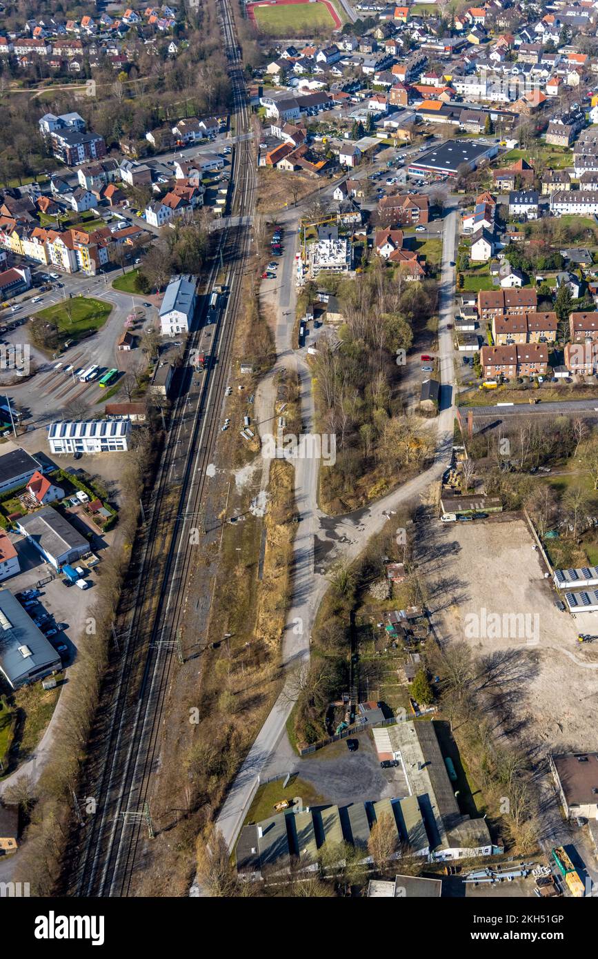 Luftaufnahme, Bahnhof Werl, Industriestraße mit Baustelle zwischen