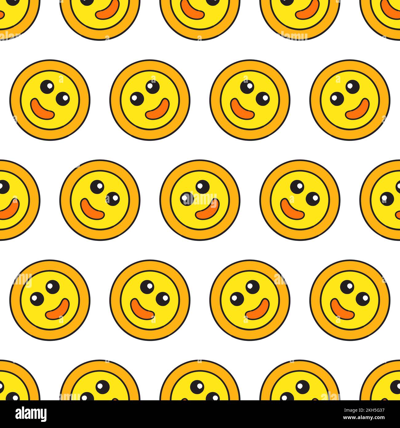 Ein Satz gelber Cartoon-Emoticons, isoliert auf weißem Hintergrund Stock Vektor