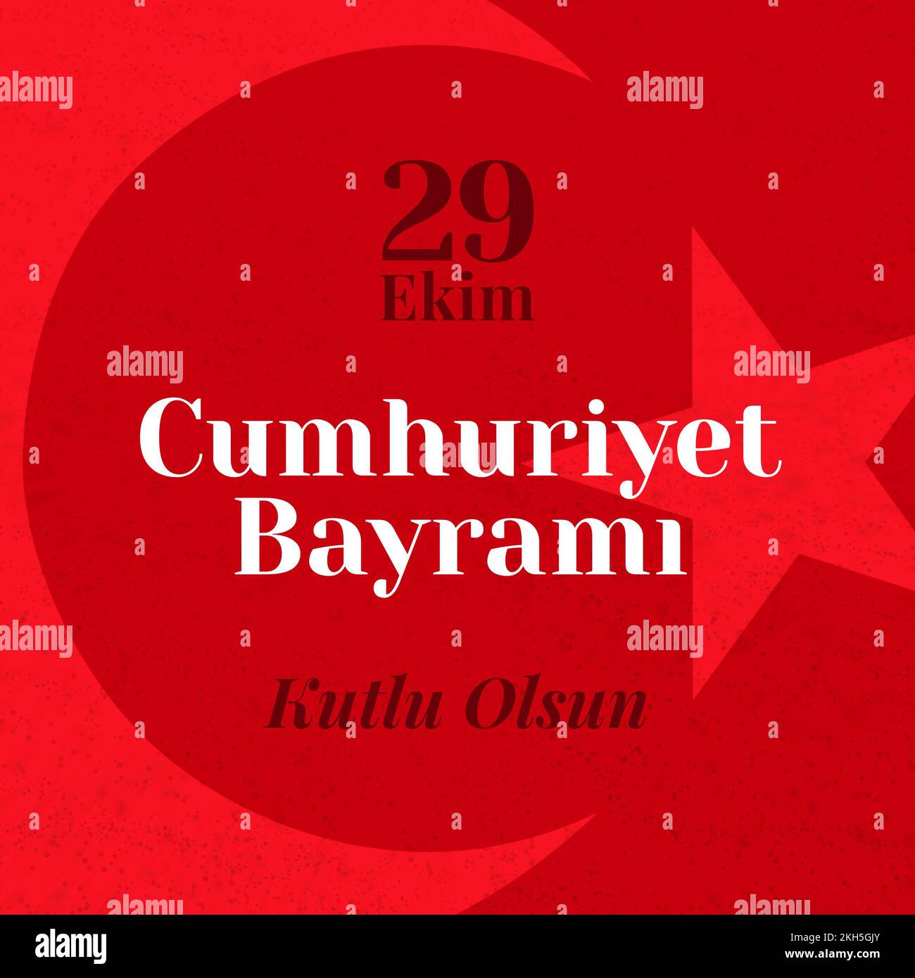 Zusammensetzung des Textes von cumhuriyet bayrami mit türkischer Flagge auf rotem Hintergrund Stockfoto