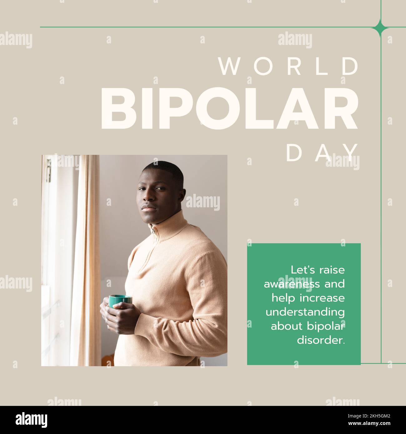 Komposition des bipolaren Welttagstextes über den afikanischen amerikaner Stockfoto