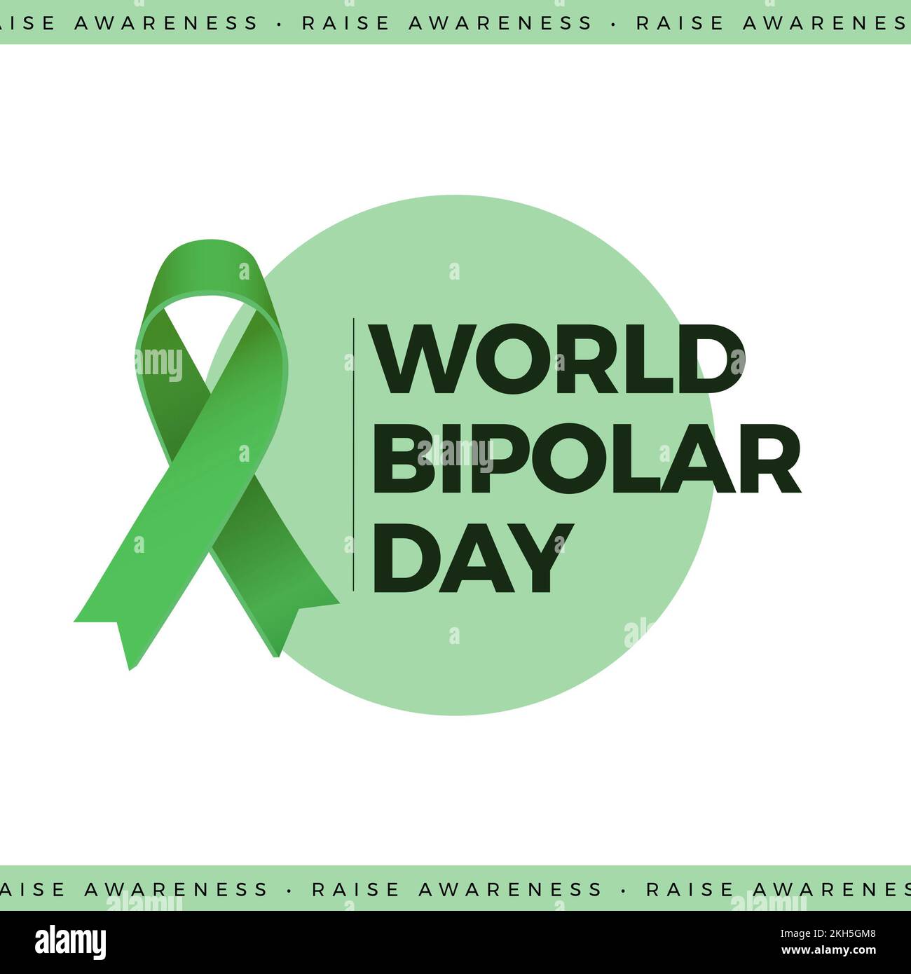 Zusammensetzung des World Bipolar Day Textes über dem Krebsband Stockfoto