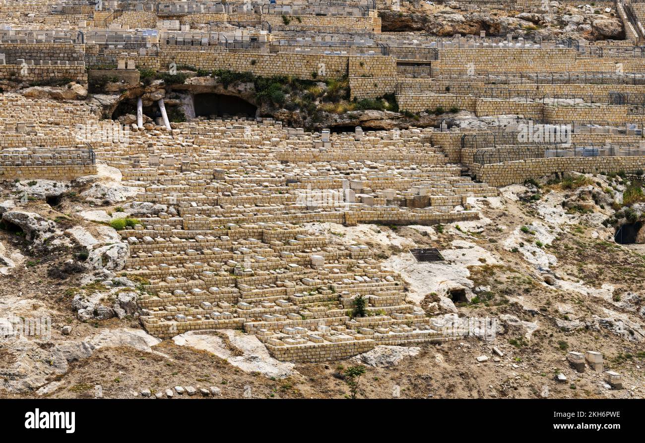 Jüdischer Friedhof in Jerusalem. Stockfoto
