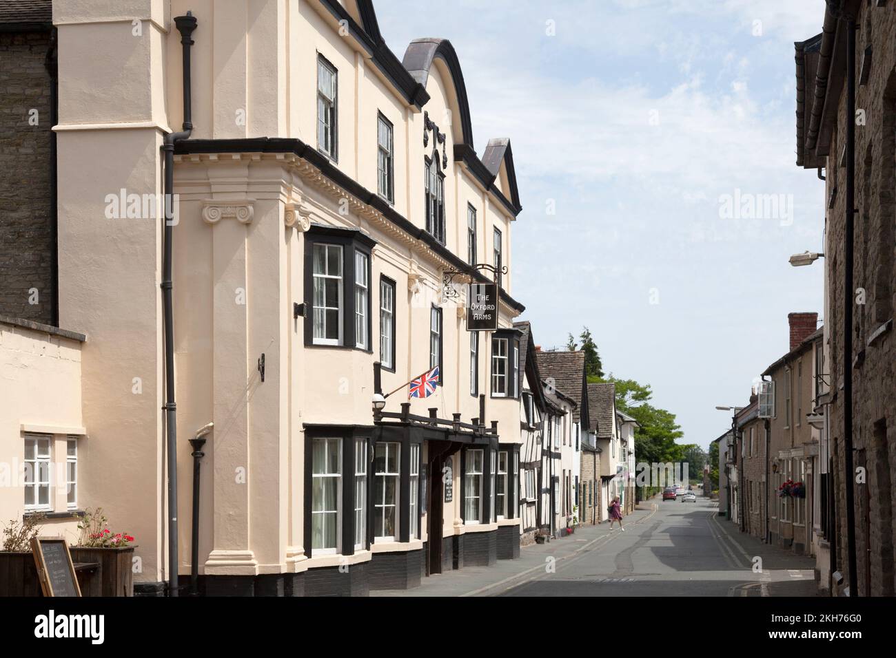 Oxford Arms und Blick auf die Duke Street, Kington, Herefordshire Stockfoto