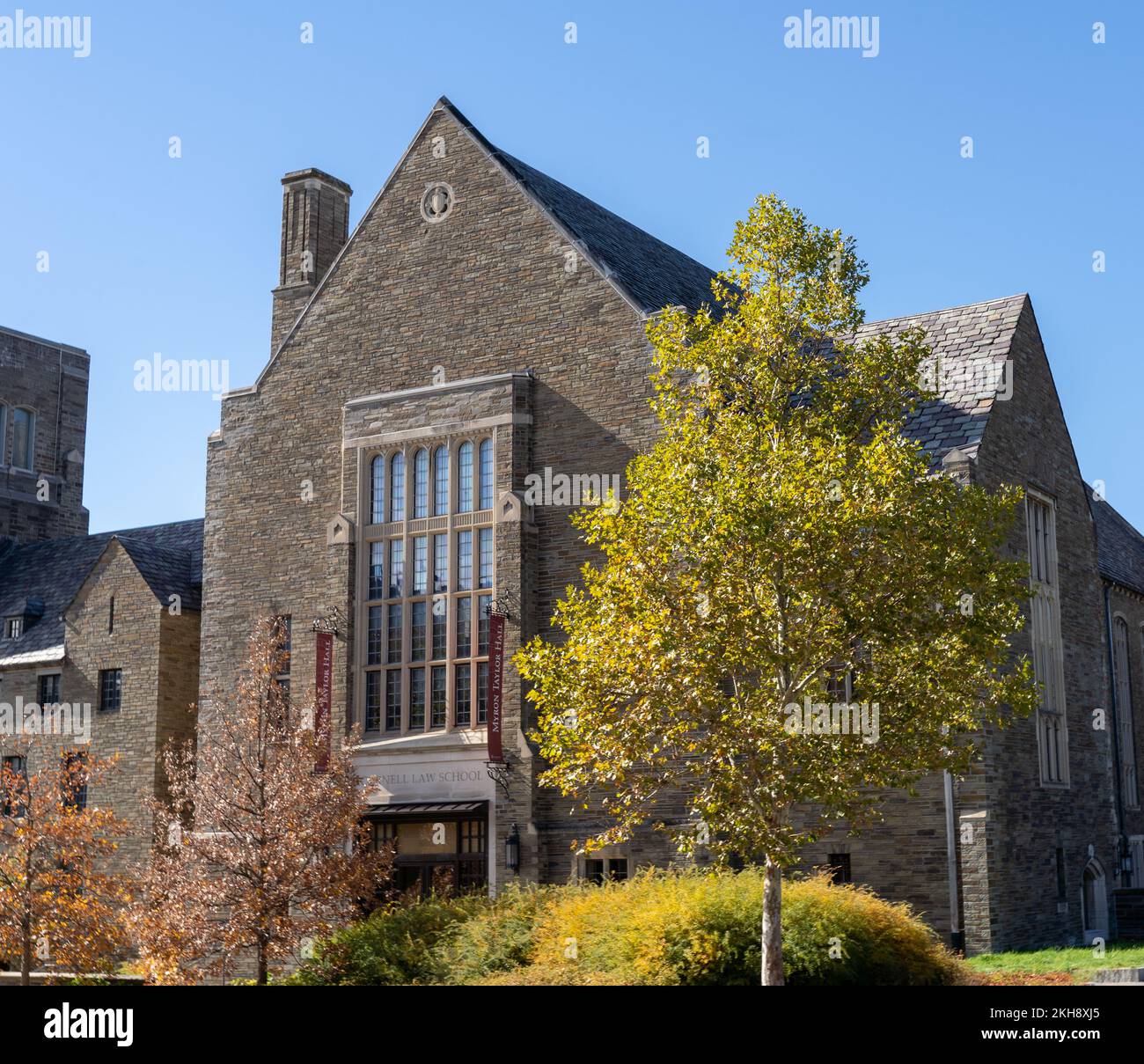 Ithaca, New York - 24. Oktober 2022: Die Cornell Law School ist die juristische Fakultät der Cornell University, einer privaten Ivy League Universität in Ithaca, New York Stockfoto