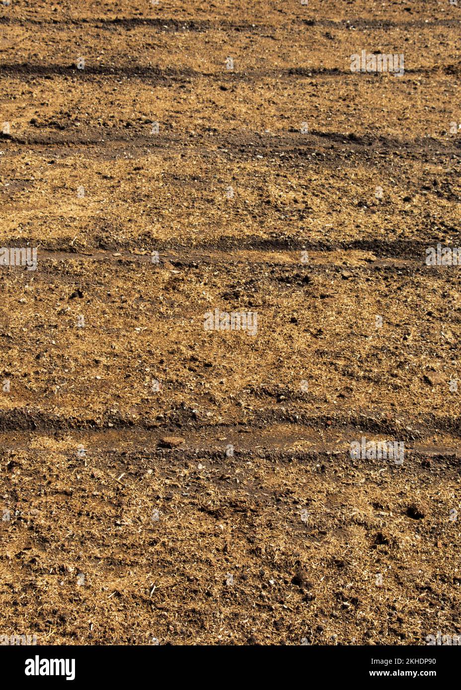 Gepflügte Feld mit Spuren im Frühjahr zu sehen Stockfoto