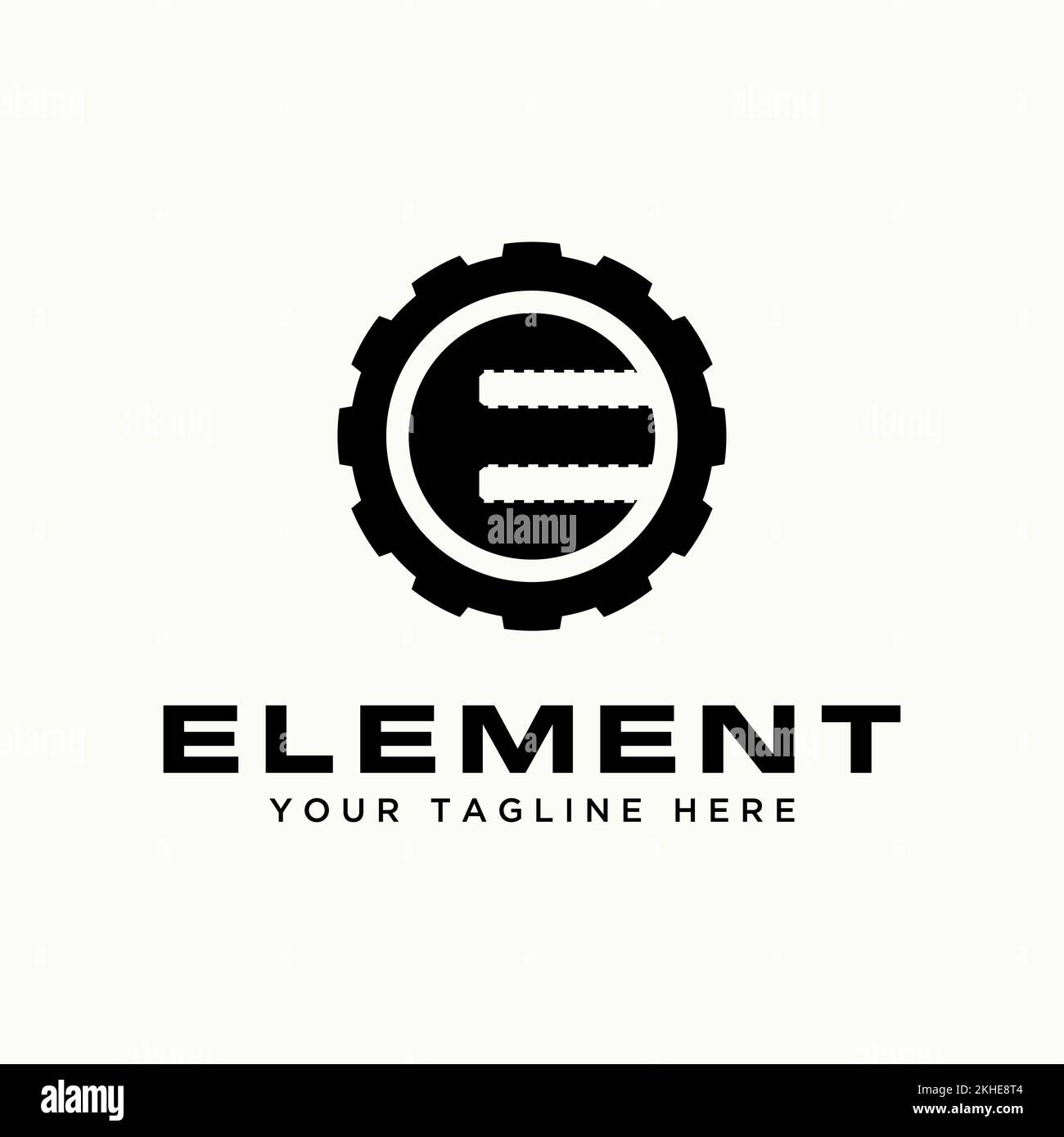 Buchstabe oder Wort E Schriftart wie Schraubenlöcher mit Zahnrad äußere Form Bild Symbol Logo Design abstraktes Konzept Vektormaterial anfänglich oder mechanisch Stock Vektor