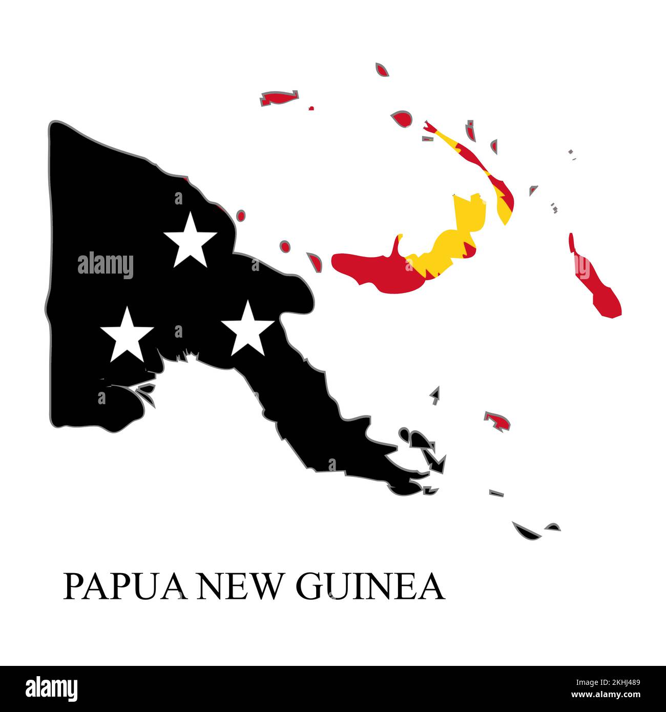 Papua-Neuguinea-Kartenvektordarstellung. Weltwirtschaft. Berühmtes Land. Ozeanien. Polynesische Insel Stock Vektor