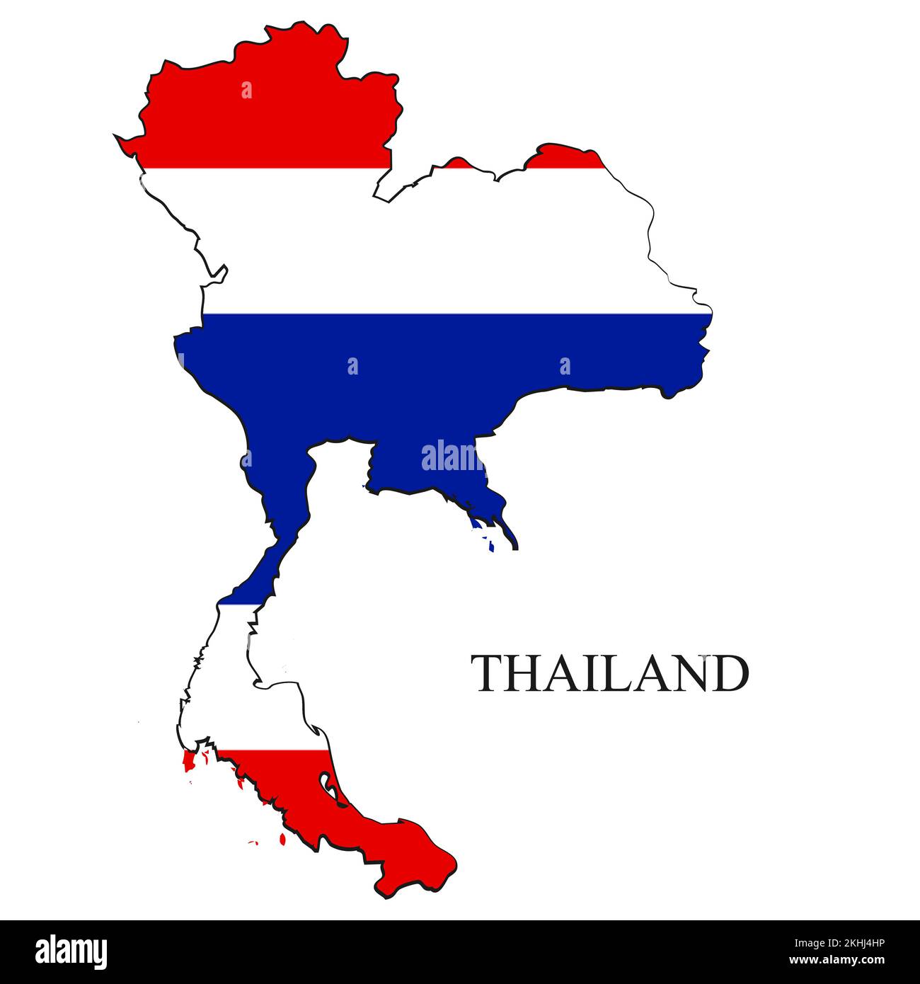 Darstellung des Kartenvektors Thailand. Weltwirtschaft. Berühmtes Land. Südostasien Stock Vektor