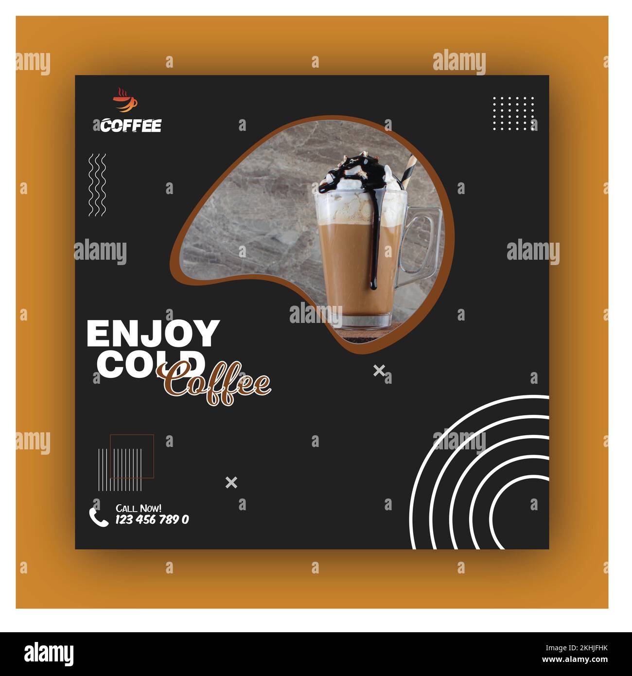 Postvorlage Für Kalten Kaffee In Sozialen Medien Stock Vektor