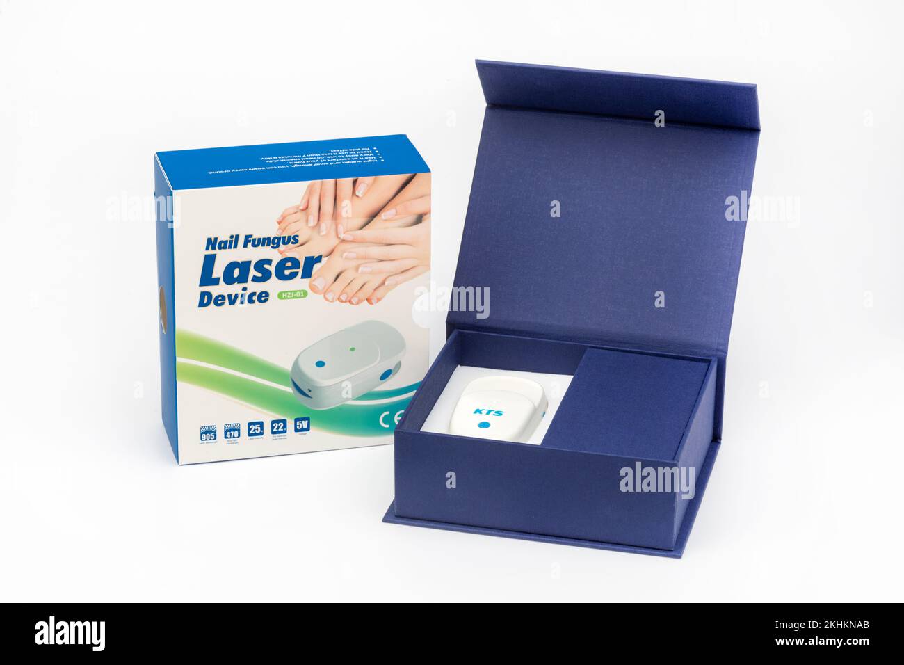 Ein CET-Produkt ist für das Lasergerät Nail Pilz vorgesehen Stockfoto