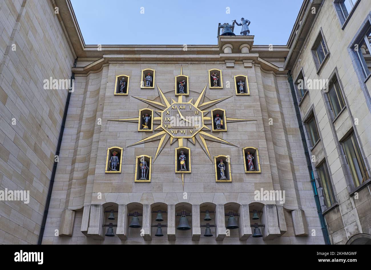 Brüssel, Beigium - 8. September 2018: Mont des Arts District, Meeting Center suare, Uhrenpalast Stockfoto