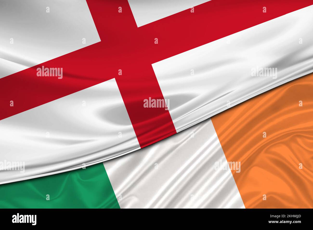 Flaggen Englands und Irlands. Internationale Beziehungen. Stockfoto