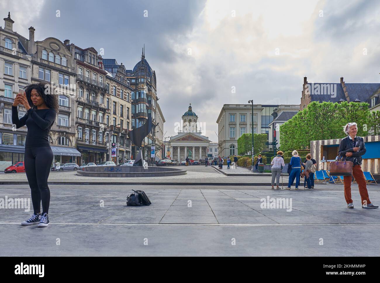Brüssel, Beigium - 6. September 2018: Touristen in Monts des Artes, Albertine Square Stockfoto