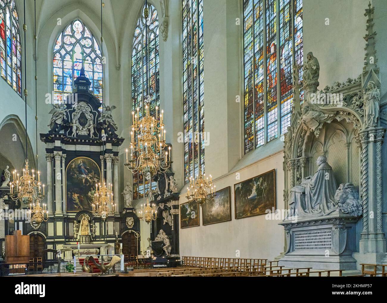 Brüssel, Beigium - 5. September 2018: Eine Kapelle in der Kathedrale der Heiligen Michael und Gudule Stockfoto
