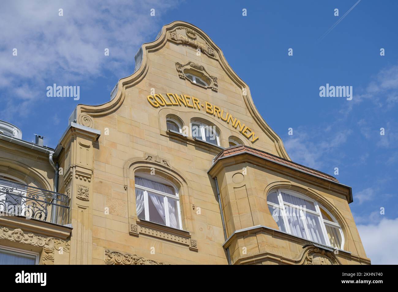 Hotel Goldener Brunnen, Goldgasse, Wiesbaden, Hessen, Deutschland Stockfoto