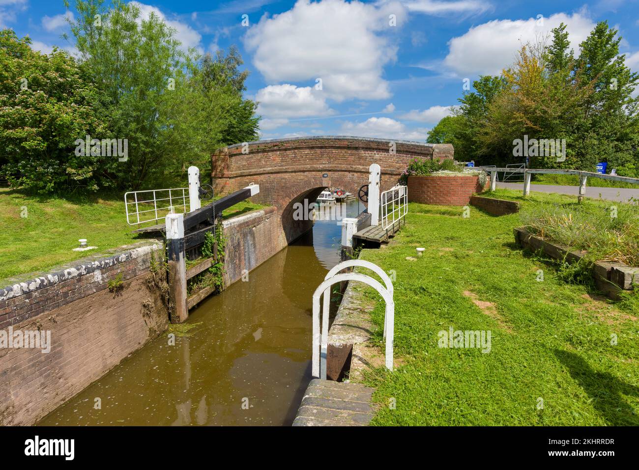 Higher Maunsel Lock auf Bridgwater und Taunton Canal, Somerset, England. Stockfoto