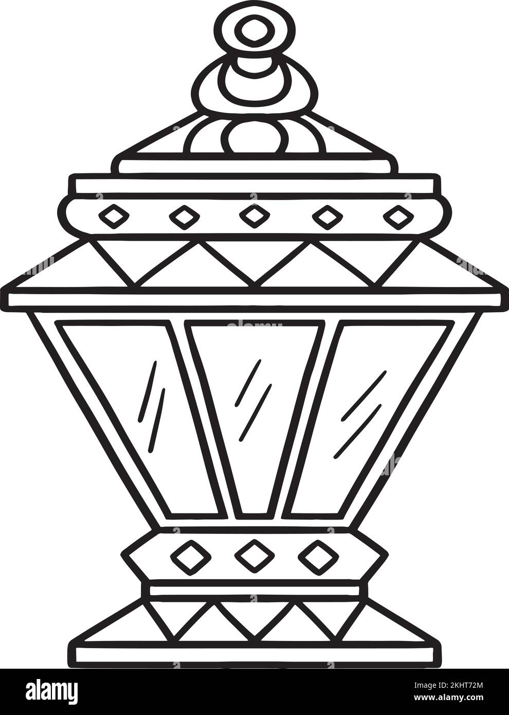 Ramadan Lantern isolierte Malseite für Kinder Stock Vektor