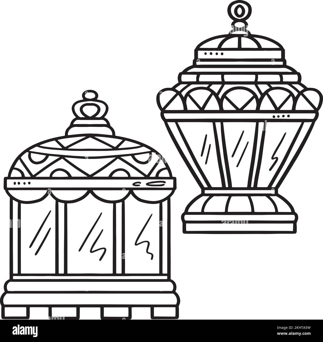 Ramadan Lantern isolierte Malseite für Kinder Stock Vektor