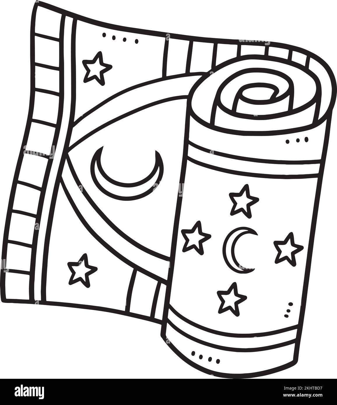 Ramadan Gebetsmatte, isolierte Malseite für Kinder Stock Vektor