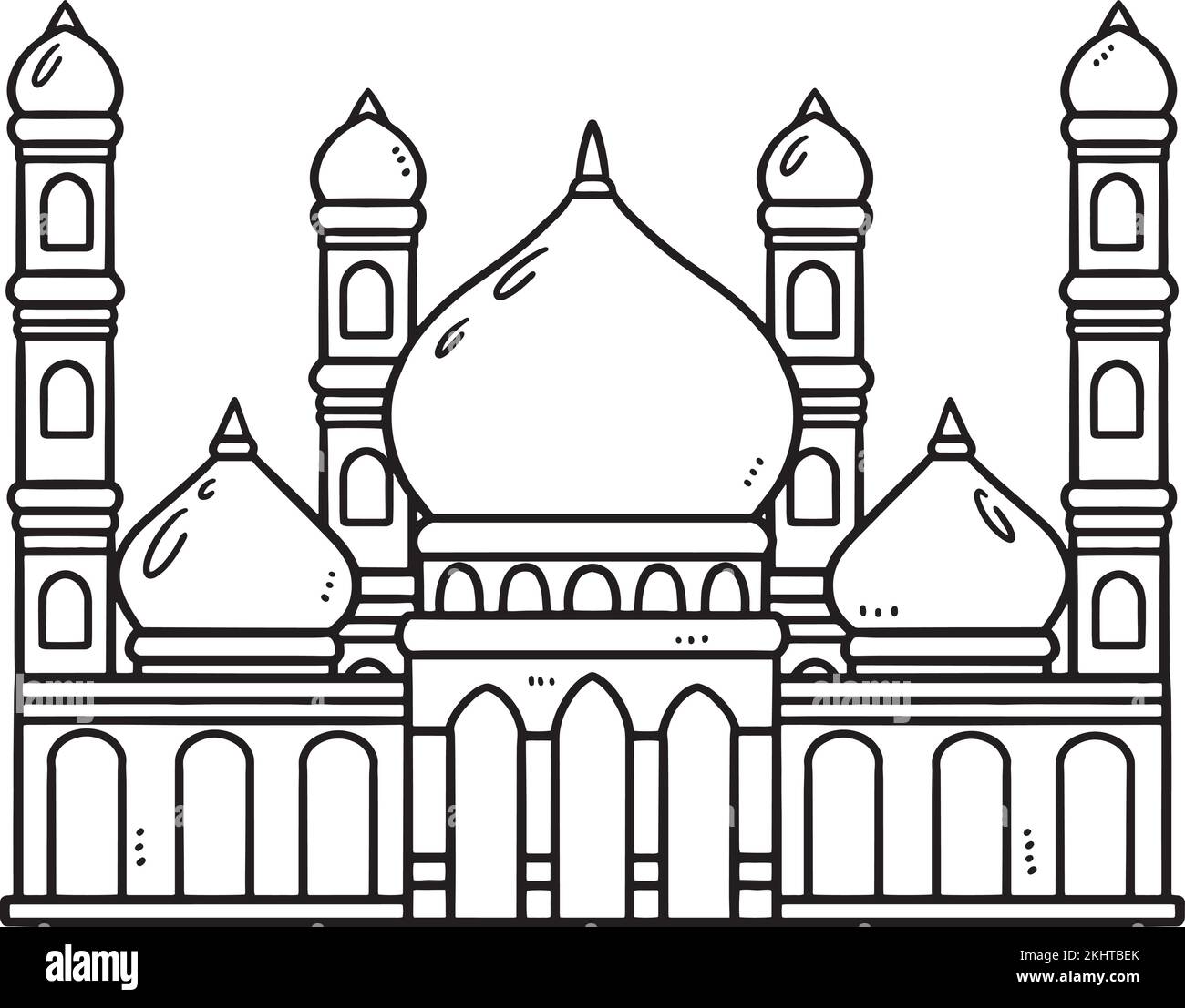 Ramadan Moschee isolierte Malseite für Kinder Stock Vektor
