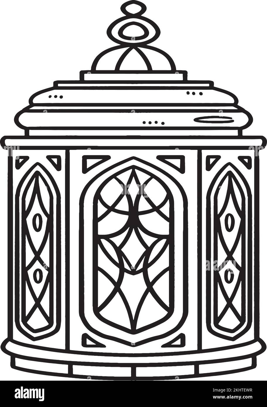 Ramadan Lantern isolierte Malseite für Kinder Stock Vektor