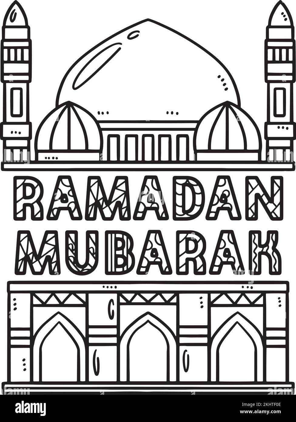 Ramadan Mubarak – isolierte Malseite für Kinder Stock Vektor