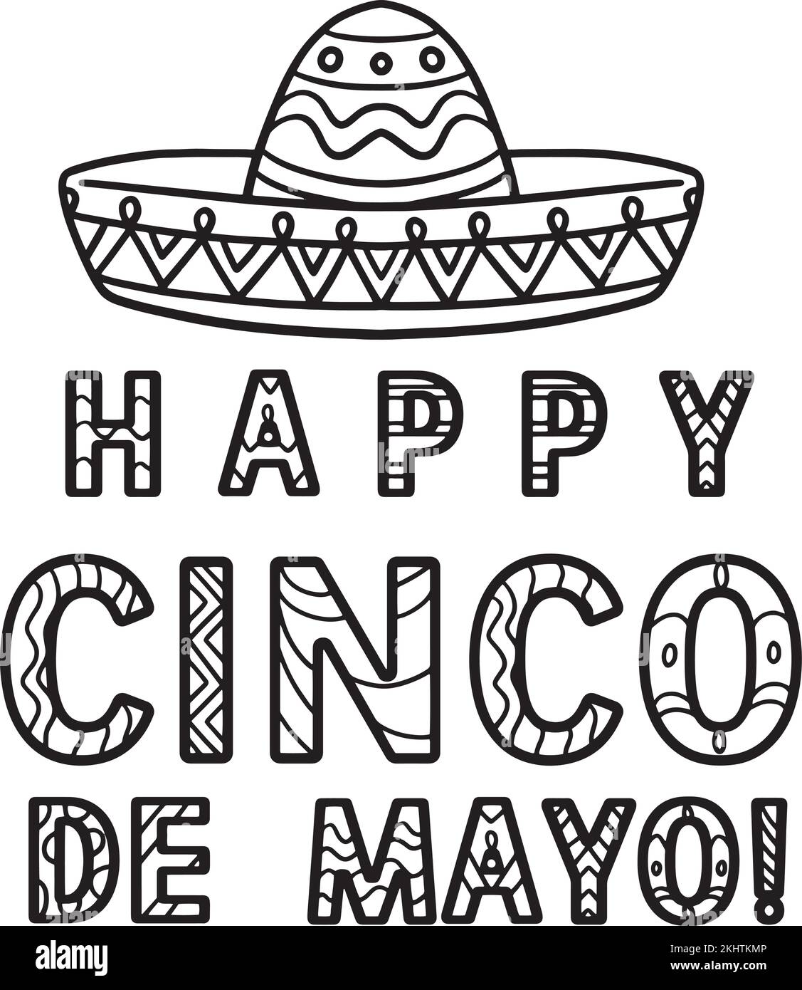 Happy Cinco de Mayo Isolated Malpage Stock Vektor