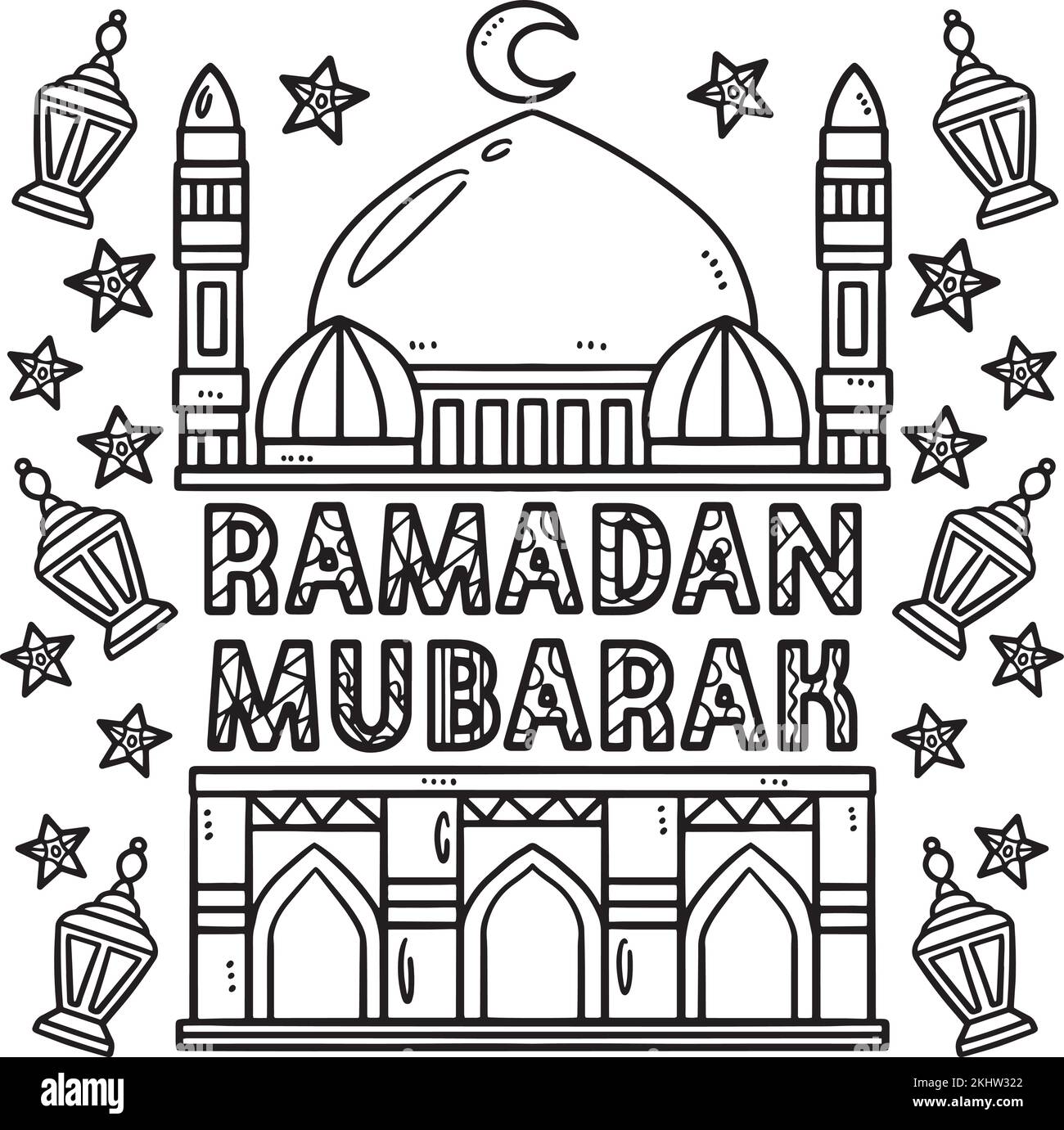 Ramadan Mubarak Malseite für Kinder Stock Vektor