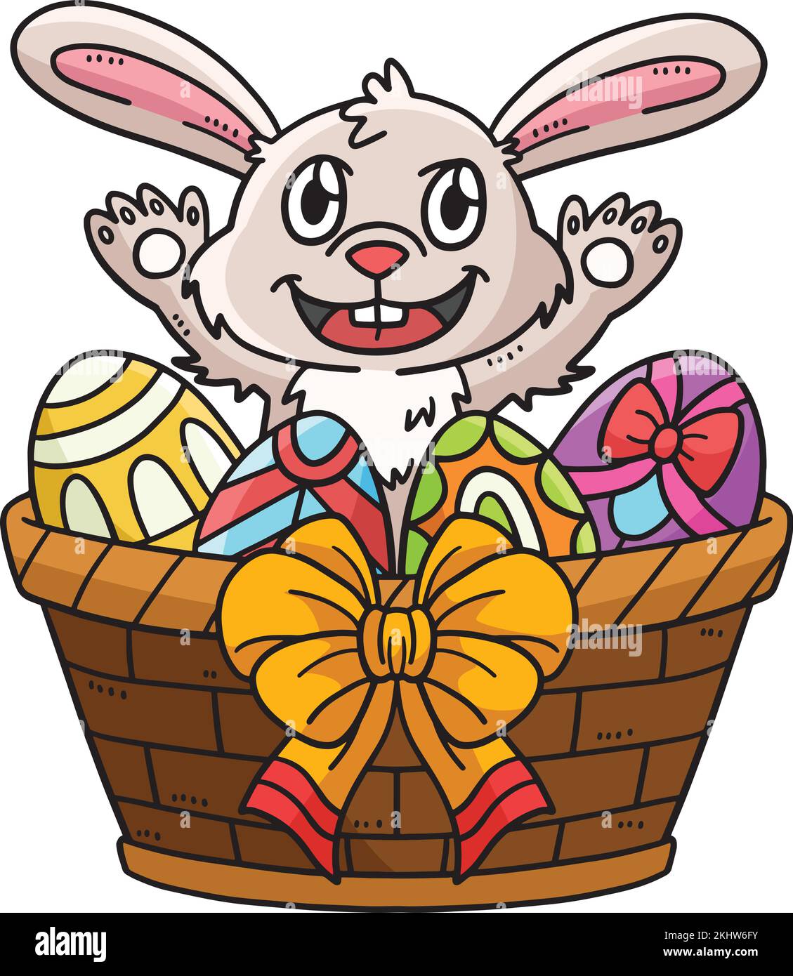 Ostereier mit Hasen im Basket Cartoon Clipart Stock Vektor