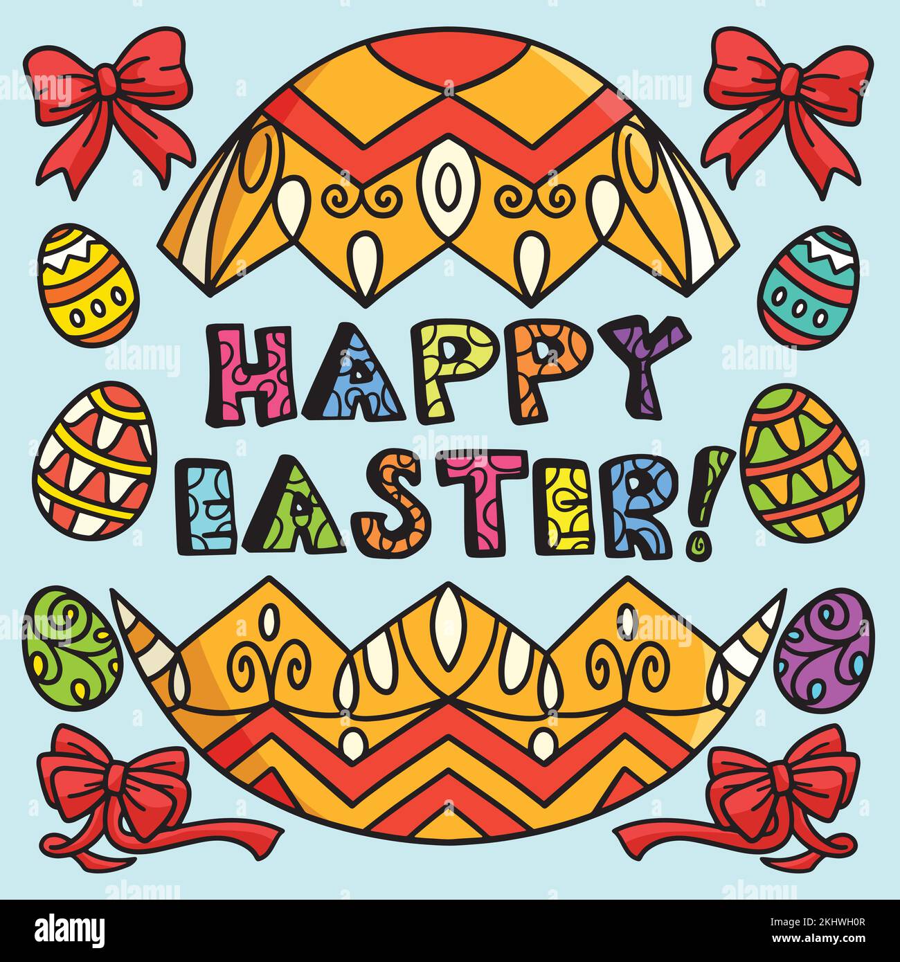 Fröhliche Ostern-Cartoon-Illustration Stock Vektor Fröhliche Ostern-Cartoon-Illustration Stock Vektor