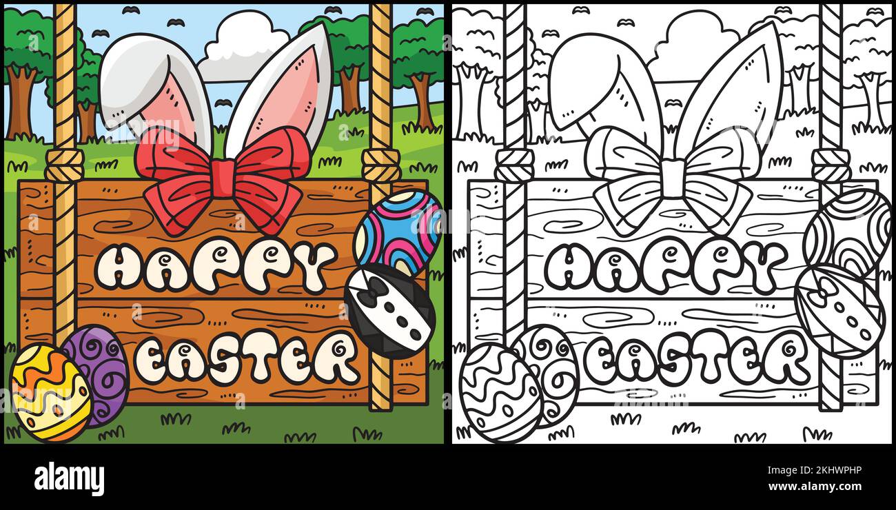 Frohe Osterausmalung – Farbige Illustration Stock Vektor Frohe Osterausmalung – Farbige Illustration Stock Vektor