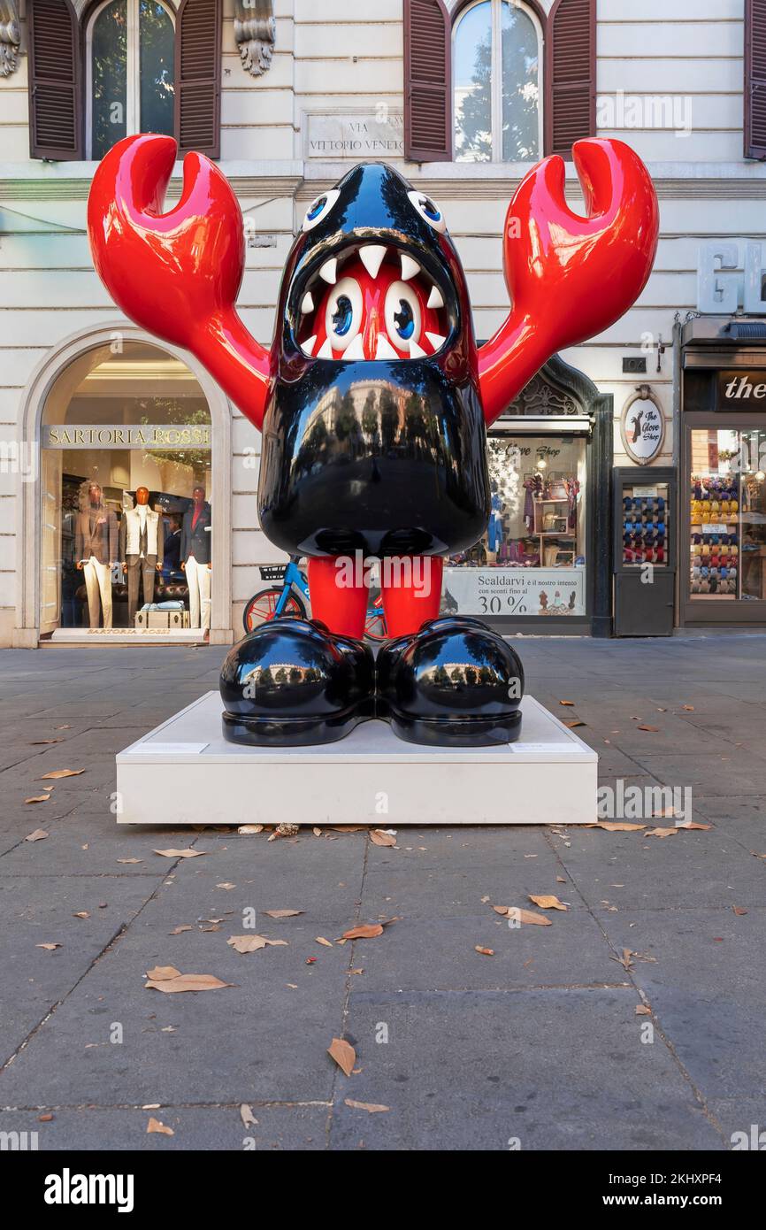 Hummerhai - Hummerreich, Ausstellung gigantischer Skulpturen des britischen Künstlers Philip Colbert an der Via Vittorio Veneto. Rom, Italien, Europa, EU Stockfoto